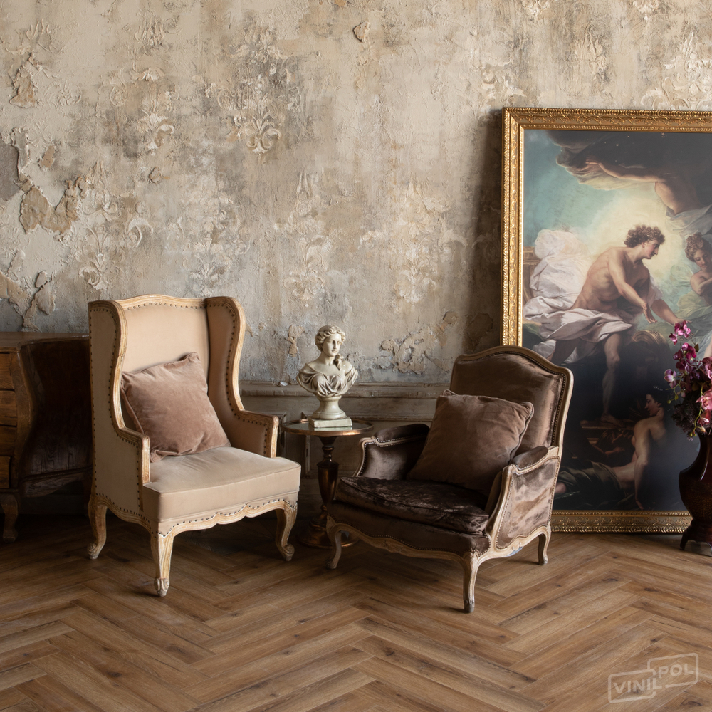 SPC ламинат VINILPOL Herringbon 9933 Паркет Франческо (1.355м2)