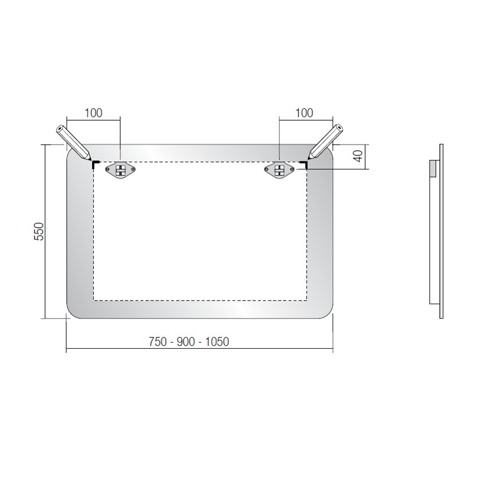 Зеркало Idea Group Moon 900x550 мм с 2 светильниками L5S090