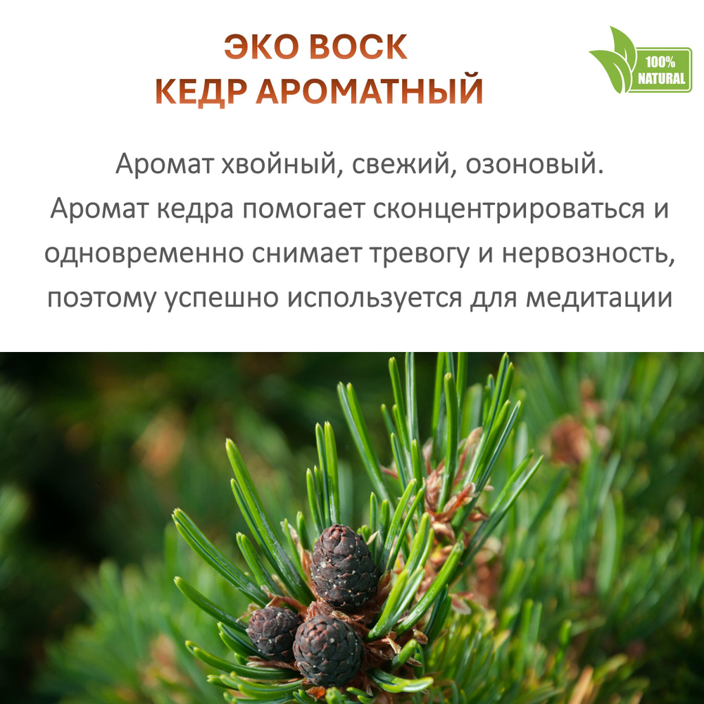Воск ароматический, КЕДР, насыпной в гранулах с фитилем / свеча в гранулах