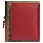 COACH Coated Canvas With Calfskin Laptop Bag Large Men"s Khaki & Red