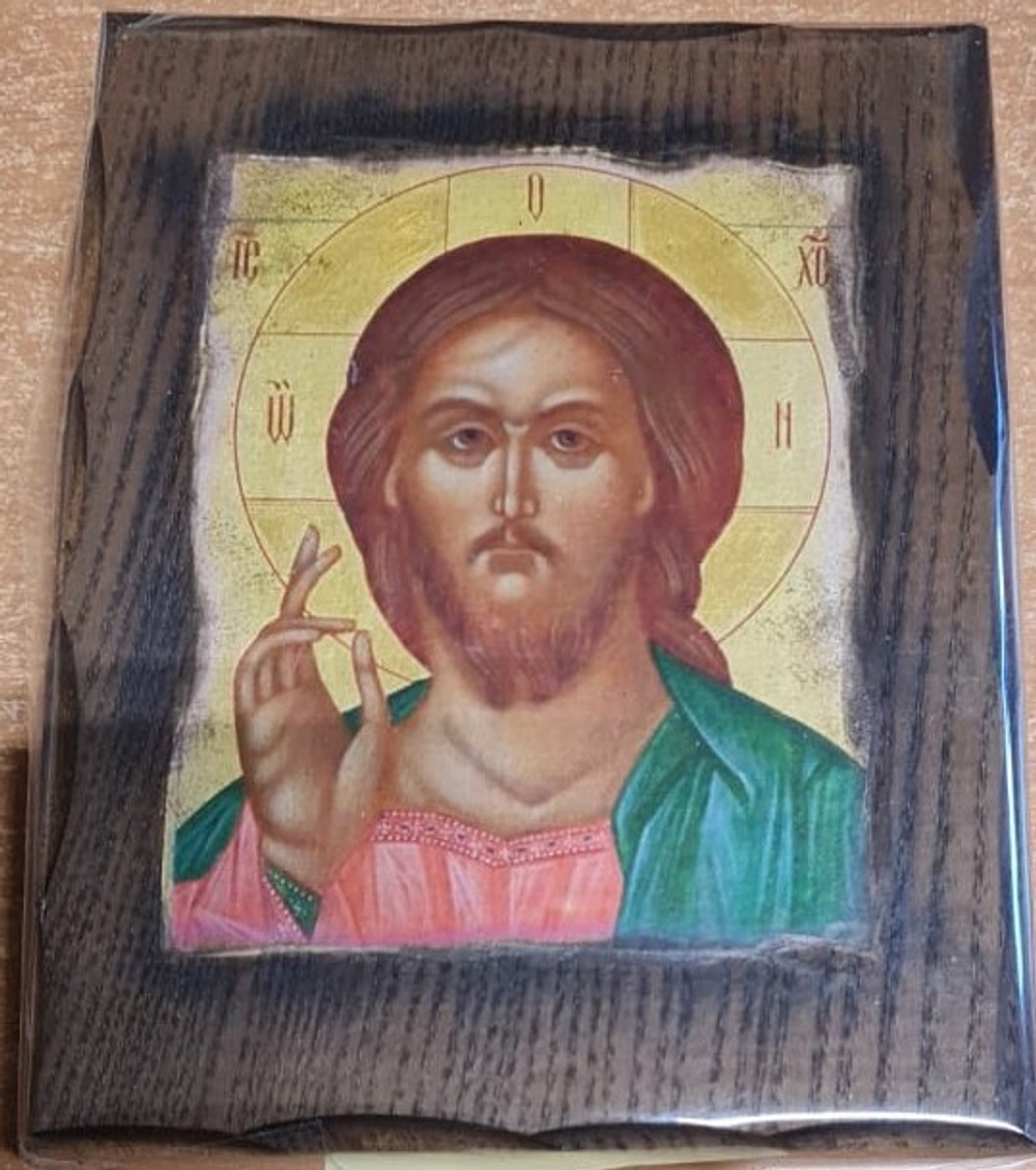Икона подар. доска 9*12 Спаситель (Куб) греч