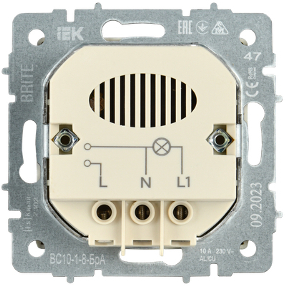 BRITE Выключатель карточный 30А ВС10-1-8-БрА алюминий IEK