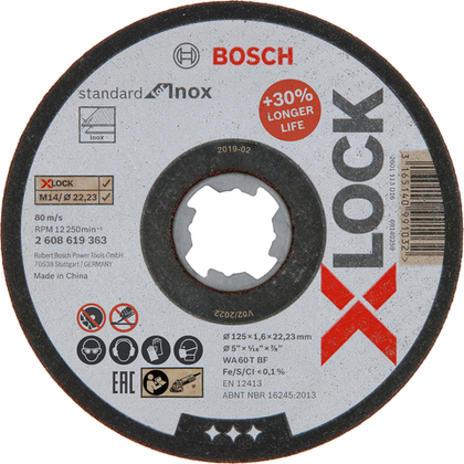 Отрезной диск X-Lock Standart for Inox 125x1,6 мм BOSCH 2608619363