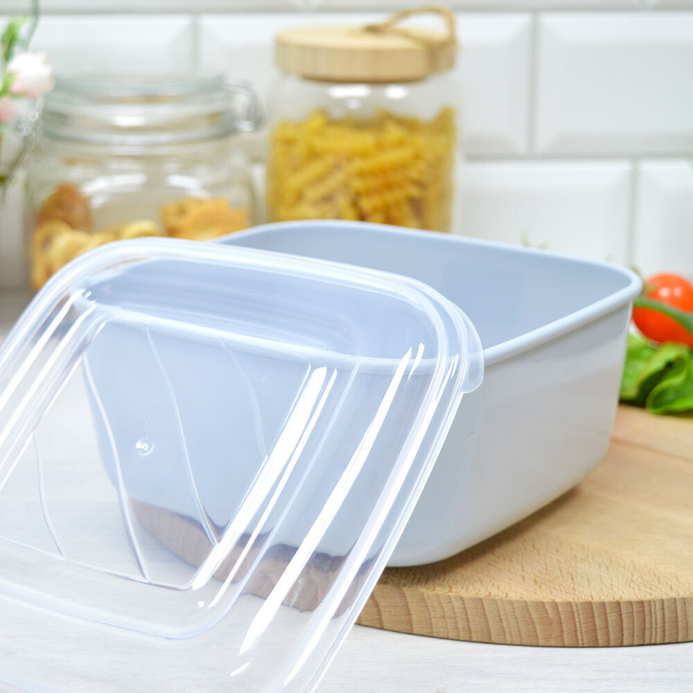 Контейнер 1,5л квадратный, дымчатый с прозрачной крышкой, №37