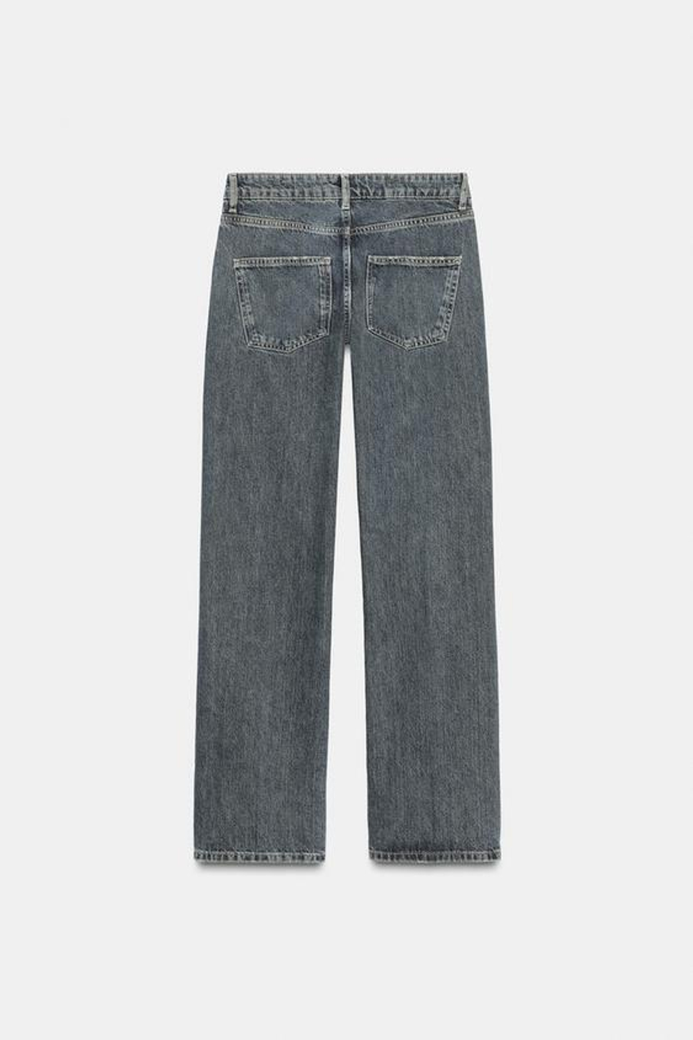 ZARA ДЖИНСЫ ПРЯМОГО КРОЯ С НИЗКОЙ ПОСАДКОЙ — ZW COLLECTION, ЛИНЯЛЫЙ СИНИЙ