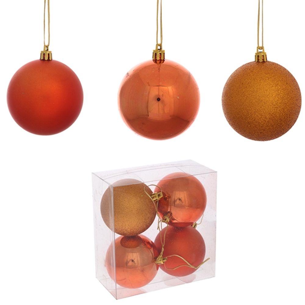 GAEM Набор из 4шт Украшение новогоднее Шар "Медовый квартет", D 7 см, L14 W7 H14 см