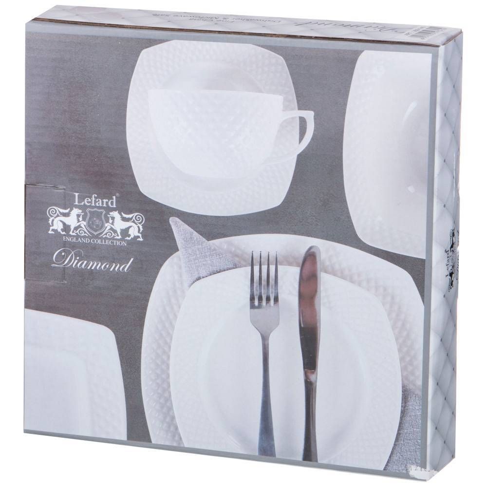 НАБОР ИЗ 2 ТАРЕЛОК ДЕСЕРТНЫХ "ДИАМАНД" КВАДРАТ 19 СМ (КОР=24НАБ.)