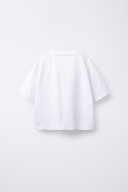 ZARA ФУТБОЛКА С ТЕКСТОВЫМ ПРИНТОМ, БЕЛЫЙ