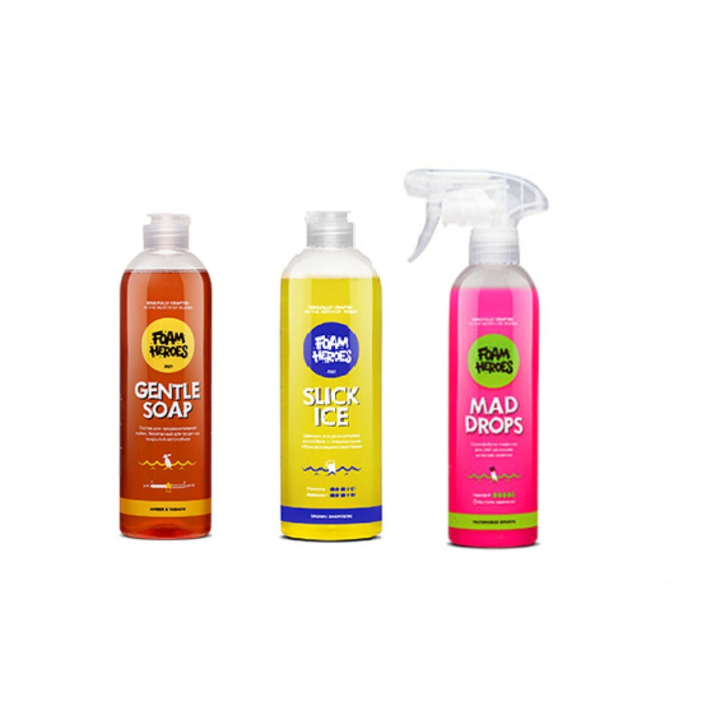 Набор для трехфазной мойкиGentle Soap Amber & Tabaco + Slick Ice Zippy+Mad Drops Raspberry