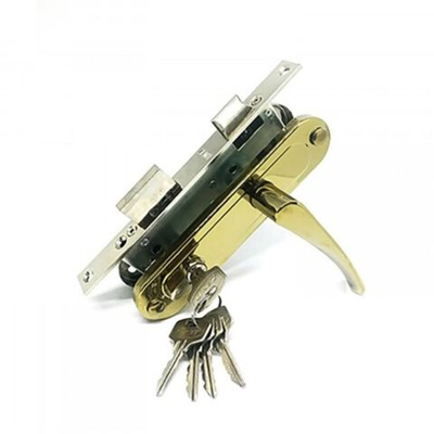 Замок врезной Зенит, ЗВ7-70.4-02, БП-00011069, ручка в комплект, цилиндровый, золотой лак
