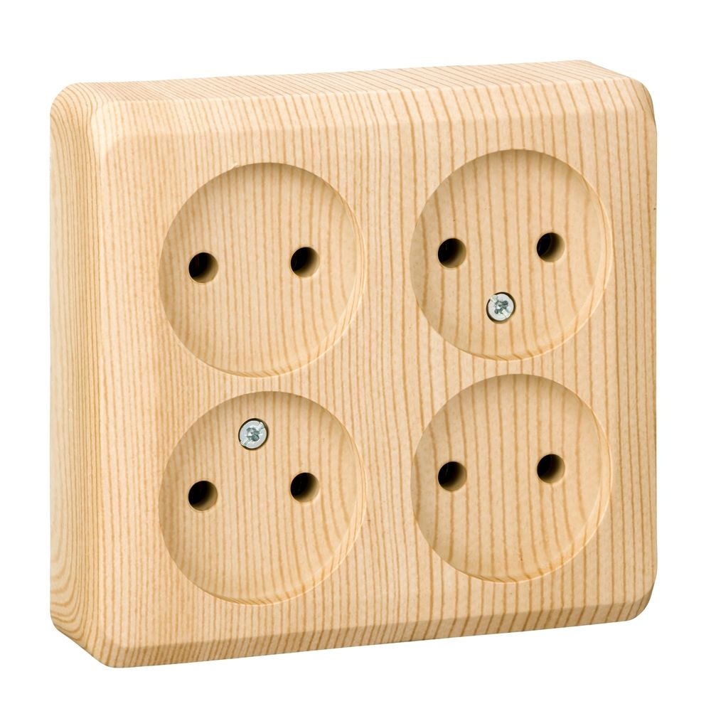 Schneider Electric ЭТЮД Сосна Розетка 4-местная открытая установка без заземляющих контактов PA16-205D