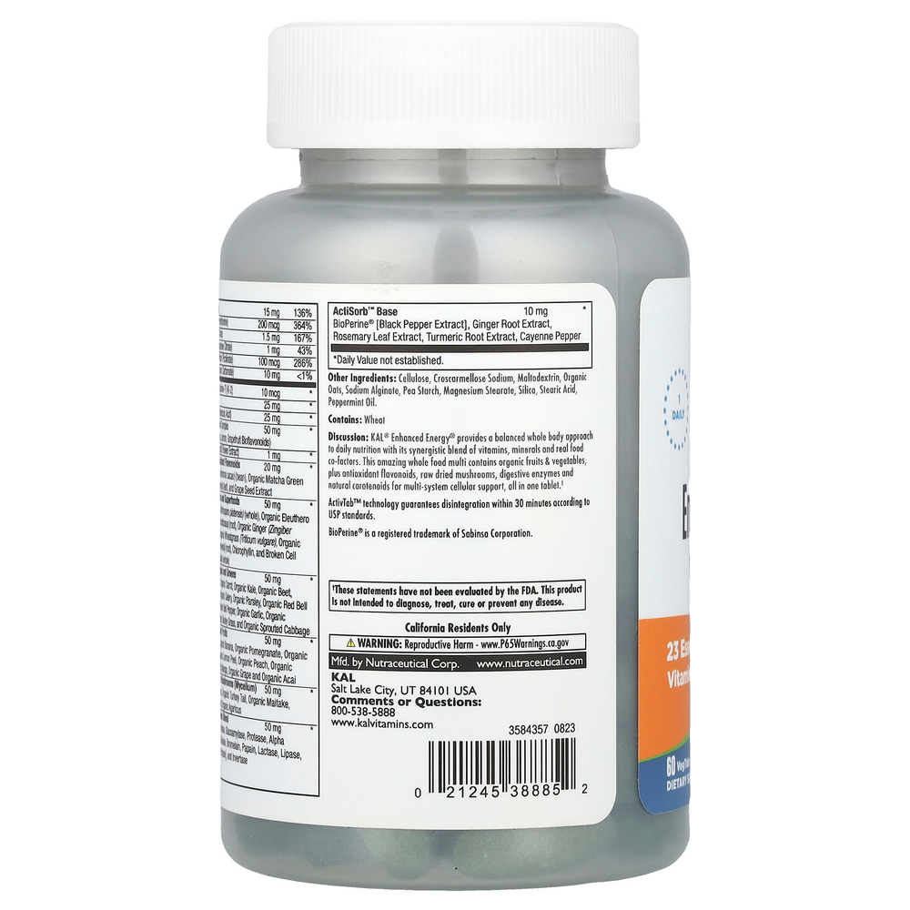 KAL, Enhanced Energy®, мультивитамины из цельных продуктов, 60 растительных таблеток