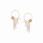 Серьги Franck Herval, Bianca, с перламутром, жемчугом, розовой раковиной, горным хрусталем и стразам