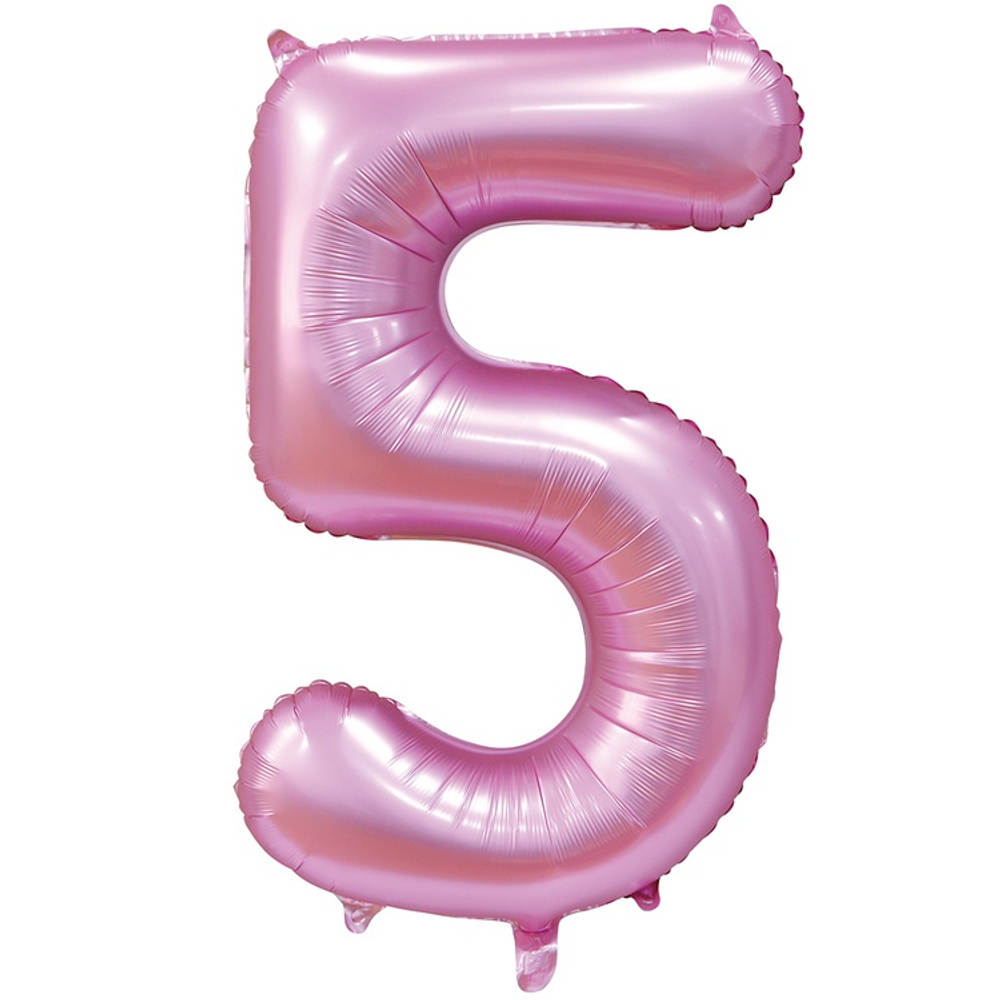 Шар фольгированный Цифра 5 105 см (Розовый)