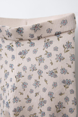 ZARA ЛЕГИНСЫ ИЗ ТОНКОГО ТРИКОТАЖА С ЦВЕТОЧНЫМ ПРИНТОМ, ТЕЛЕСНО-РОЗОВЫЙ