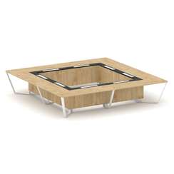 Steel Meet Стол переговорный квадратный KM-PR.B.SP-20K2 Тиквуд Светлый/Графит Глянец/Металл Белый 40