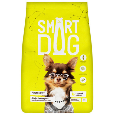 Smart Dog 3кг Сухой корм для взрослых собак всех пород Курица и рис
