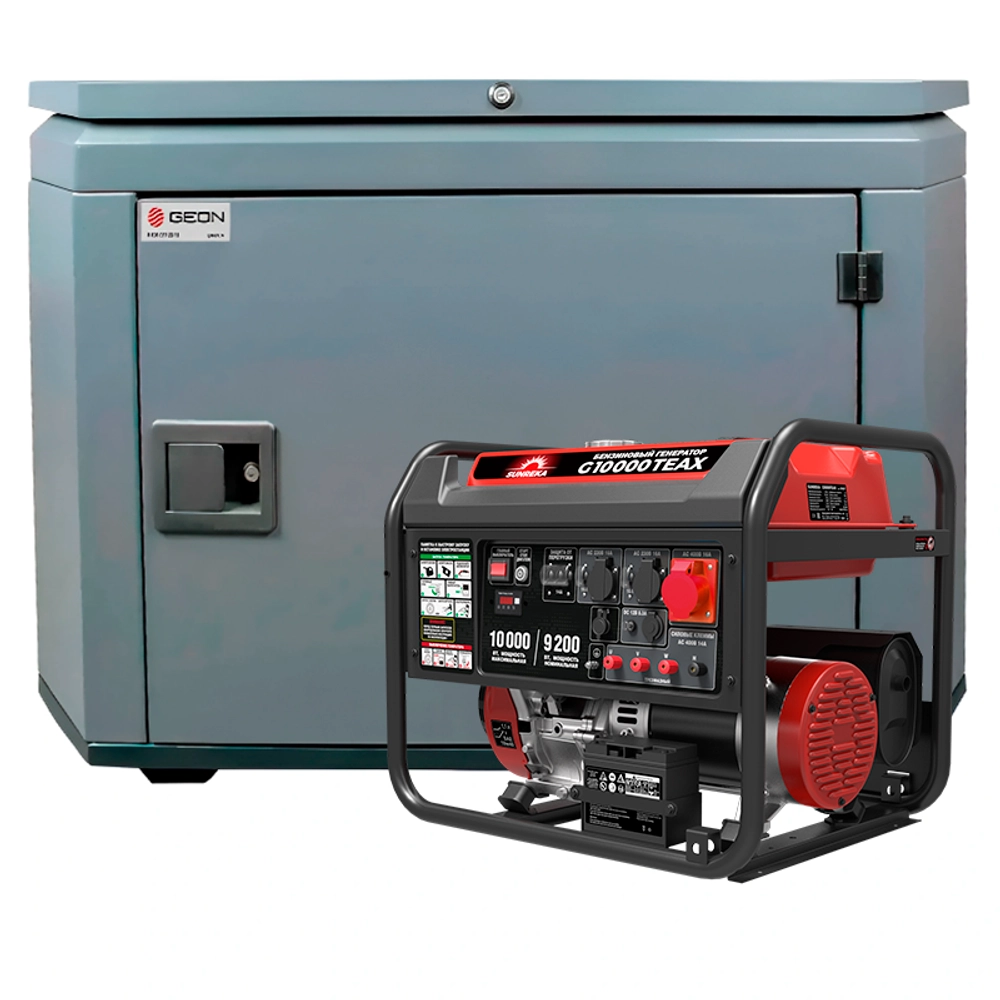 Генератор бензиновый SUNREKA G10000TEAX с кожухом Geon 1400SS RAL 7024