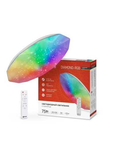 Светильник светодиодный COMFORT DIAMOND-RGB 75Вт 3000-6500К 6000лм 230В 500х90мм с пультом ДУ IN HOME 4690612044583