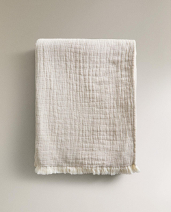 Zara Home - Хлопковый плед , бежевый, 220x240 см