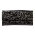 Портмоне женское BEFLER "Кайман", 185х92 мм, натуральная кожа, кнопка, крокодил, черное, PJ.43.-13