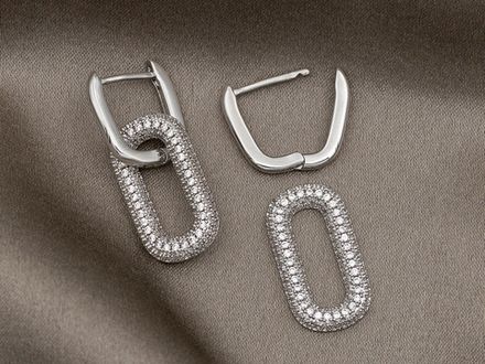 Серьги-Кольца с овальным подвесом, 28мм