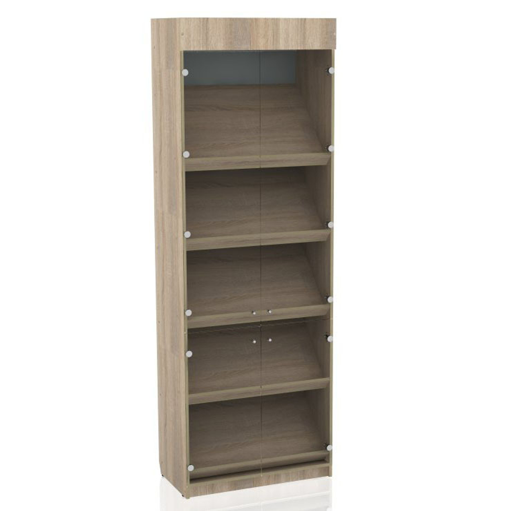 Музейная витрина широкая с наклонными полками