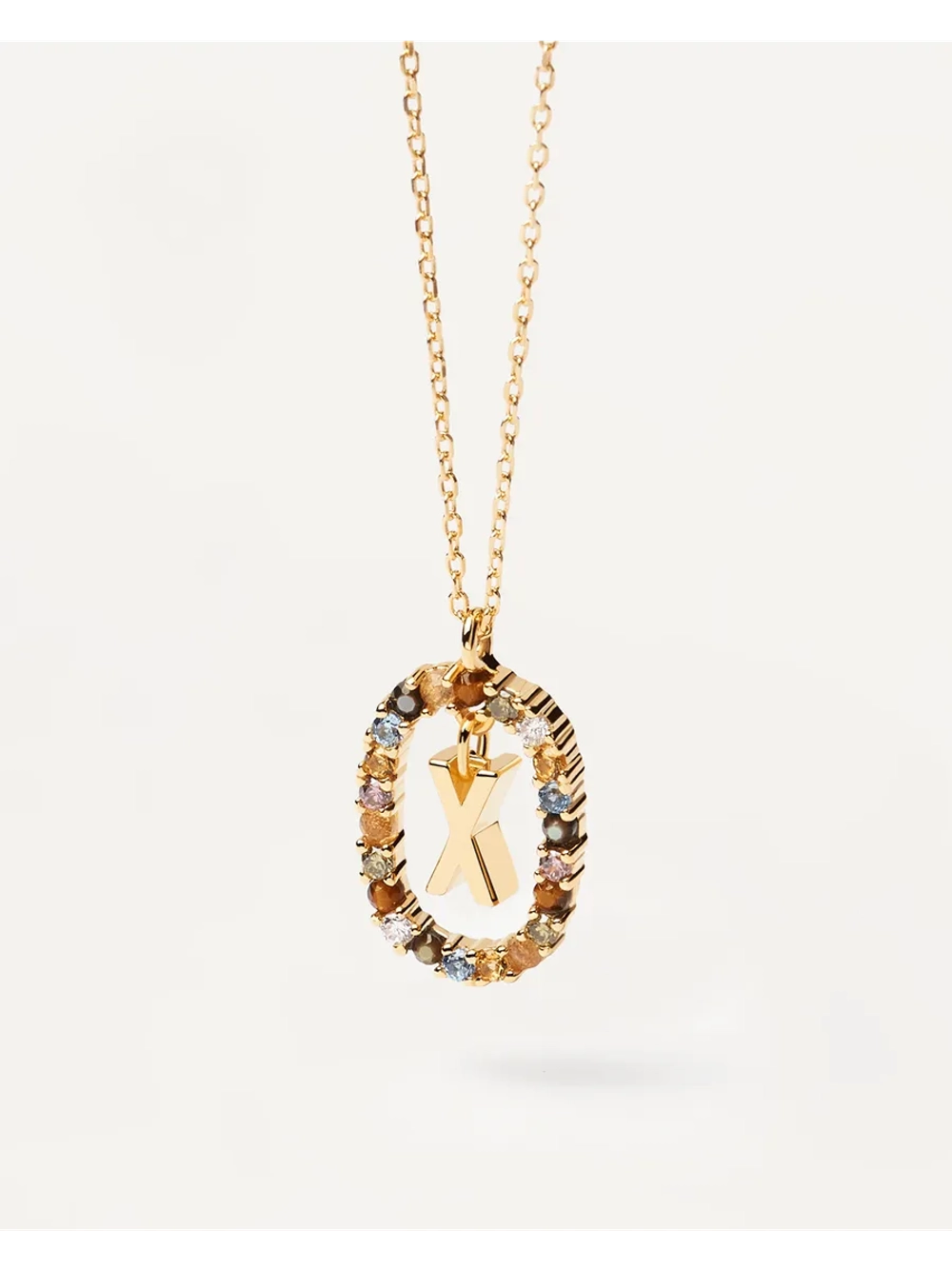 Колье Буква X серебро 925 пробы покрытое золотом