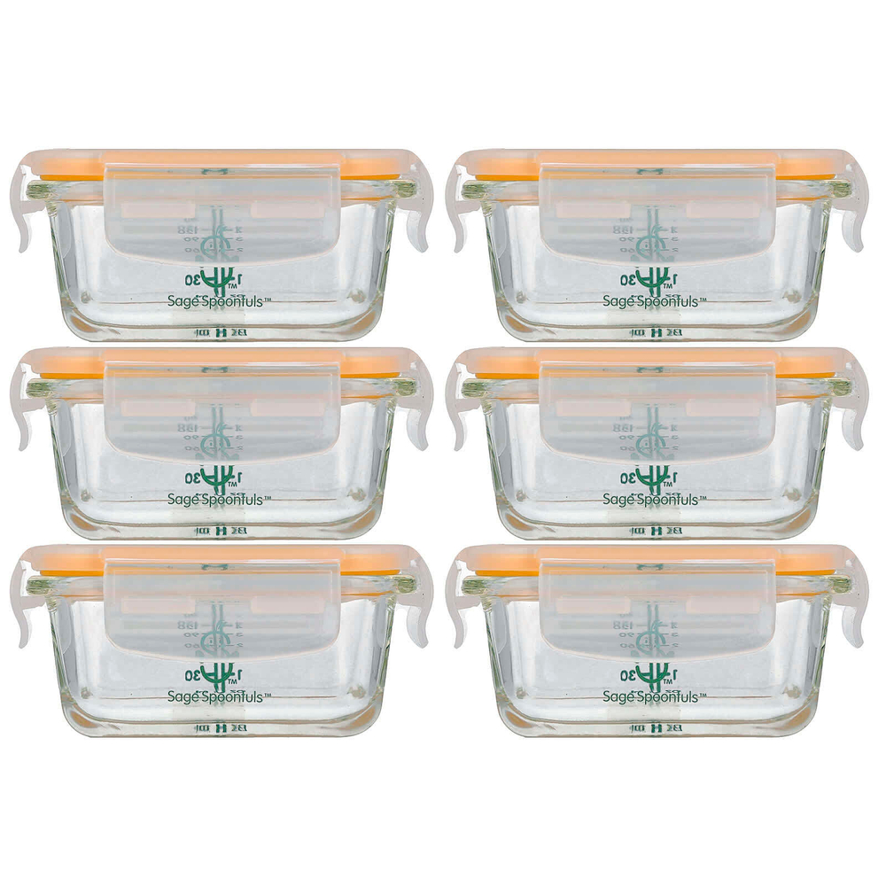 Sage Spoonfuls, Жесткие стеклянные баночки для детского питания, 6 упаковок по 120 мл (4 унции)