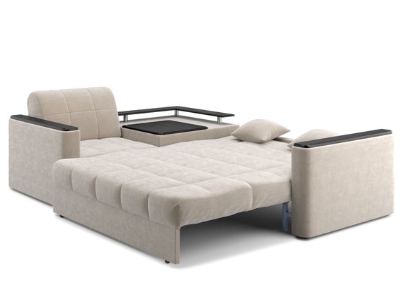 Диван угловой с Баром Неаполь 1,2 - Velutto 17 бежевый/ коричневая накладка