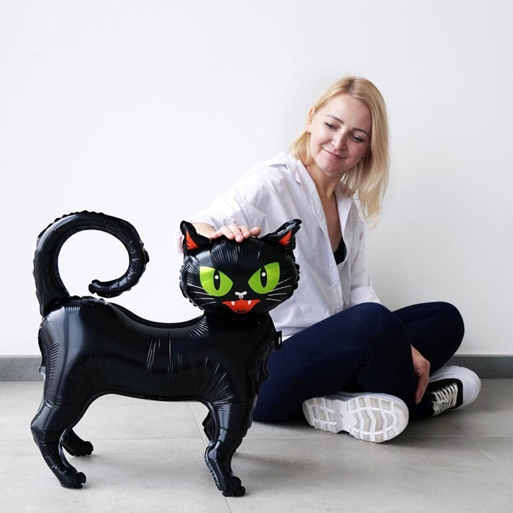 Фольгированный шар-фигура «Черный кот» AIR, 61 см