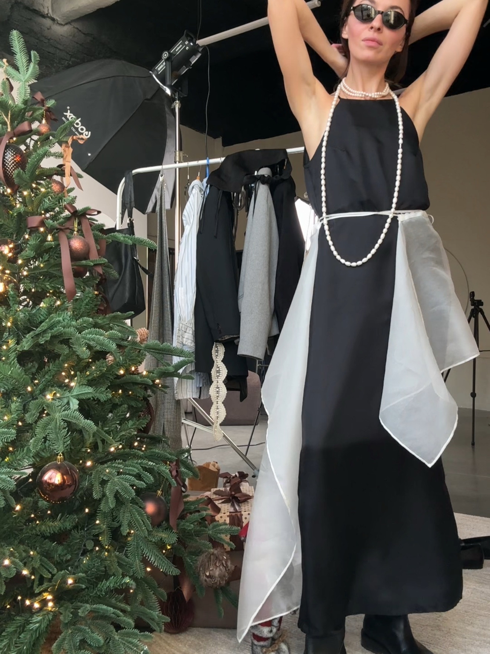 Платье макси черный шёлк