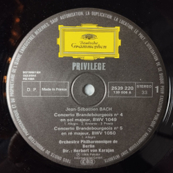 Винтажная виниловая пластинка LP H.V. Karajan Караян, J.S. Bach Бах 6 Concertos Brandebourgeois 6 Бранденбургских Концертов (France 1974)