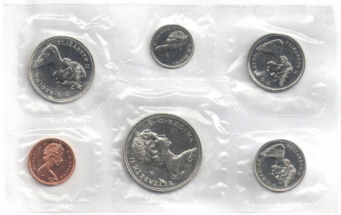 Официальный годовой набор монет Канада 1971 года (6 монет в запайке)