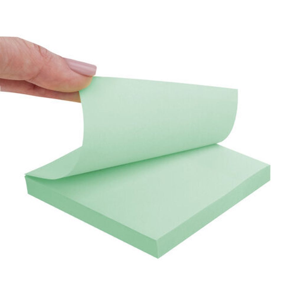 Блок самоклеящийся (стикеры) STAFF STANDARD, ПАСТЕЛЬНЫЙ 76х76 мм, зеленый, 100 листов, 116575