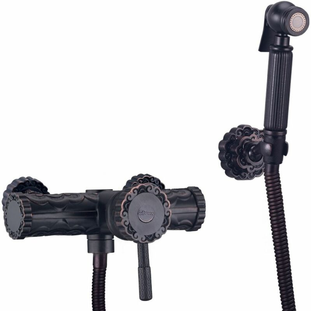 LM6618ORB Жасмин Смеситель настенный с гигиеническим душем, черная бронза (к/к 8)