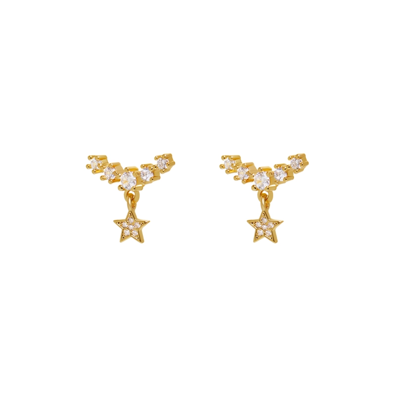 Серьги Подвесная Звезда с Кристаллом