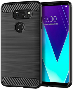 Чехол для LG V30S ThinQ (V30S+ ThinQ, V35 ThinQ) цвет Black (черный), серия Carbon от Caseport