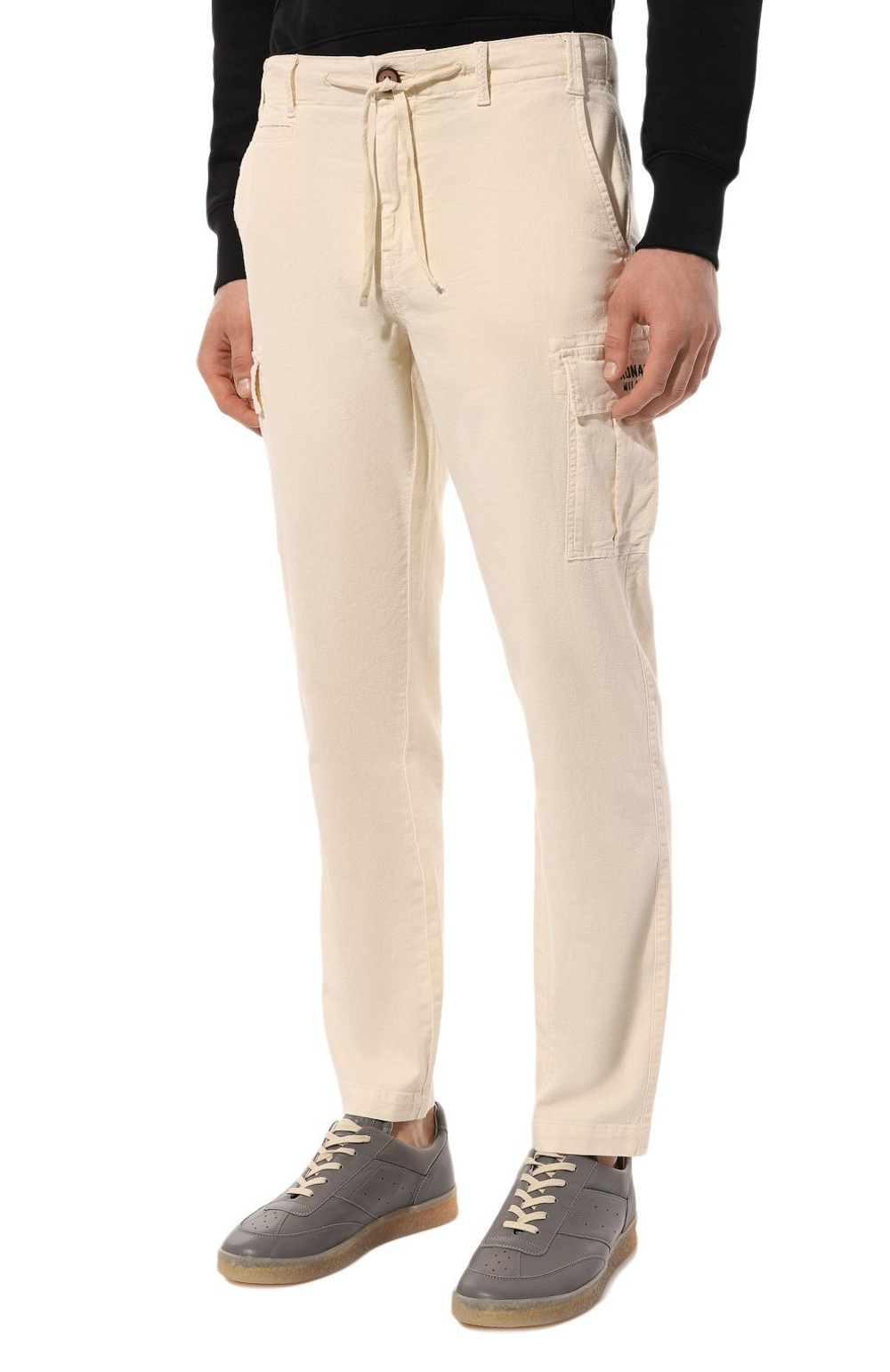 Брюки карго муж. AERONAUTICA 1583 молочный затяжка на поясе