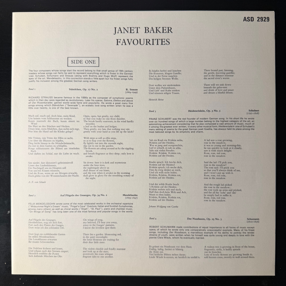 Janet Baker With Gerald Moore ‎– Janet Baker Favourites (Англия 1973г.) Promo