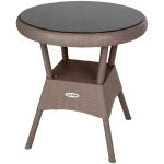 Стол круглый со стеклом RATTAN Ola Dom серый 700х720мм