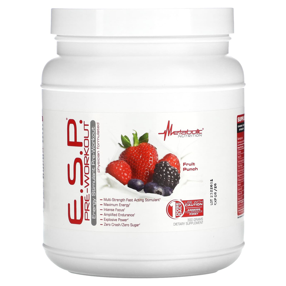 Metabolic Nutrition, ESP®, предтренировочный комплекс, фруктовый пунш, 300 г