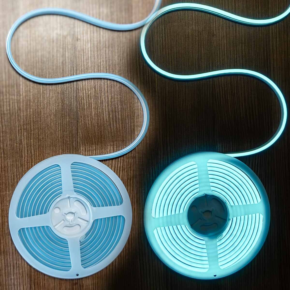 Светодиодная лента гибкий неон LEDbeLED 12V 6x12mm 120 LED/m IP67, холодный голубой, 5 метров