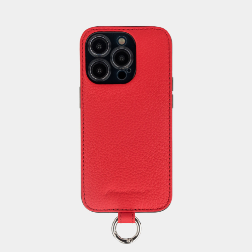 Чехол для iPhone 14 Pro из натуральной кожи теленка, красного цвета