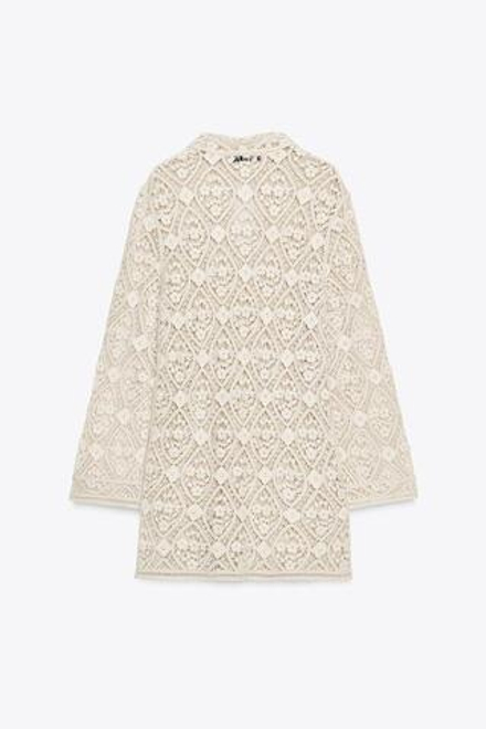 ZARA КОРОТКОЕ ПЛАТЬЕ КРОШЕ — ZW COLLECTION, БЕЖЕВЫЙ