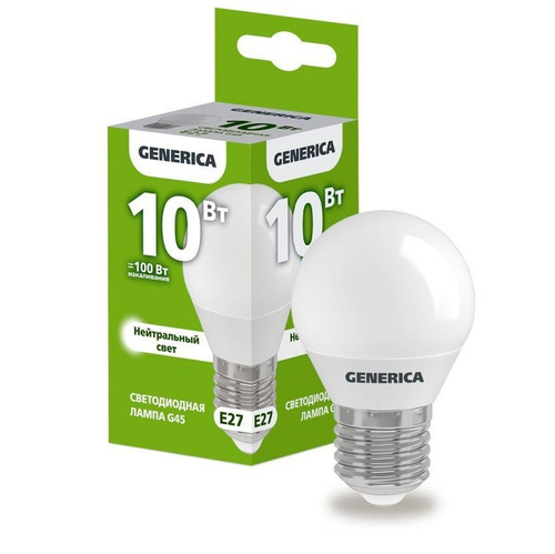 Лампа светодиодная G45 10Вт шар 4000К Е27 IEK GENERICA