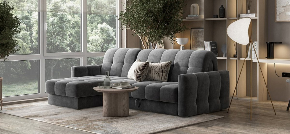 Угловой диван Босс Слип 160 Велюр Монолит серый