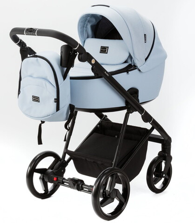 Детская коляска Adamex Blanc 3 в 1 BL-PS24 TIP (ГОЛУБОЙ+ГОЛУБАЯ КОЖА)