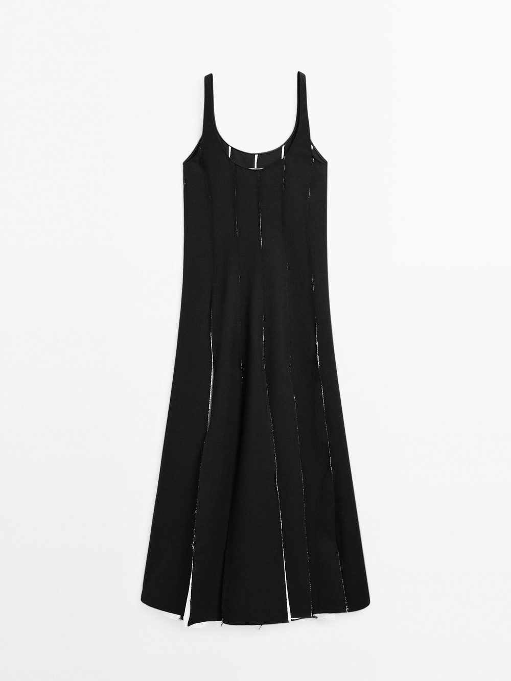 Massimo Dutti Длинное струящееся платье из льняной смеси, черный