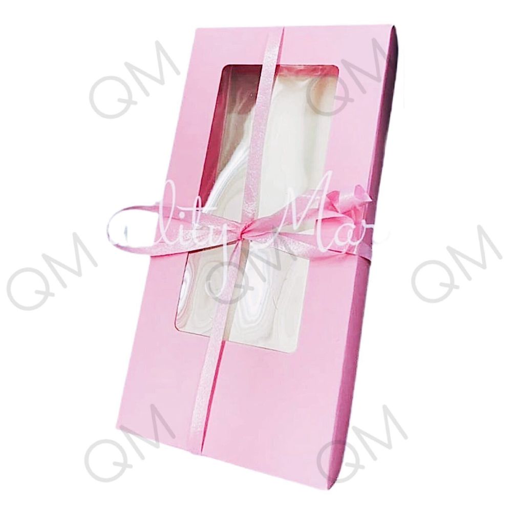 Коробка для шоколадной плитки 160*80*17 мм (розовая матовая), 50шт